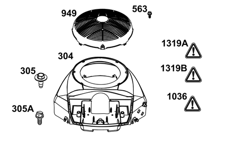 Blower Housing Group Diagram and Parts List for 44U877-0016-B5 400000 - 699999 Briggs and Stratton Engine